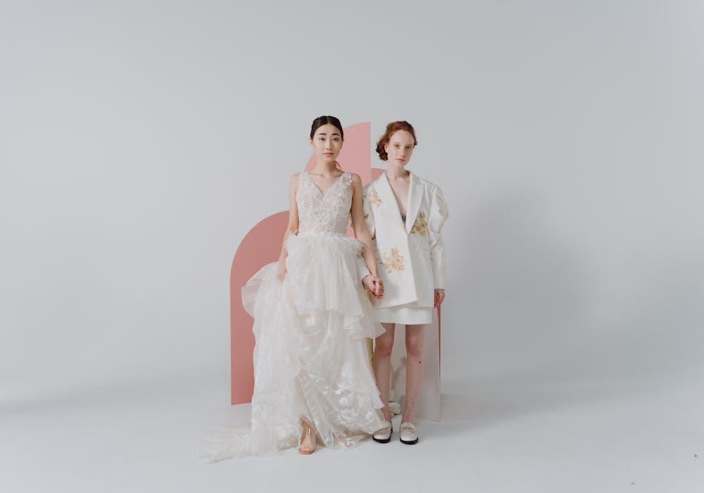Modern wedding aesthetic showing editorial styling and warm earth palette direction