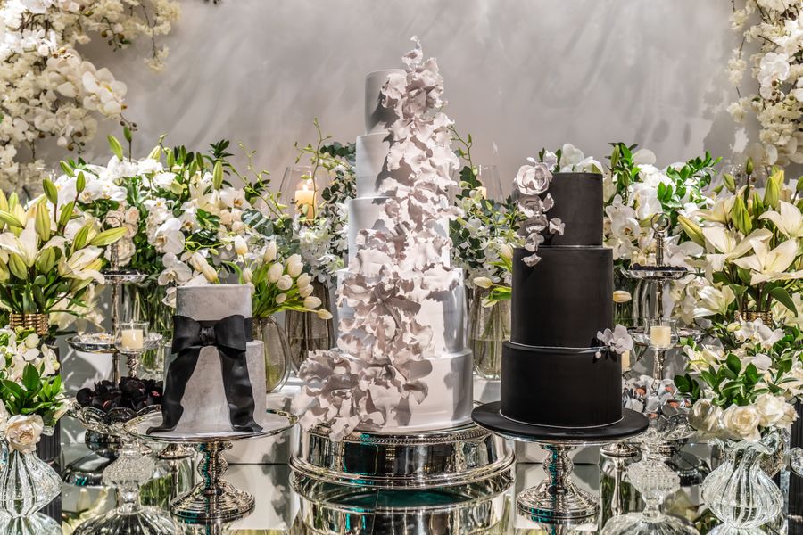 Modern minimalist wedding cake with textured finish
